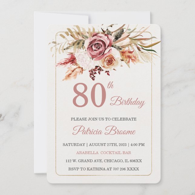Editable Elegant 80th Birthday Template (Front)