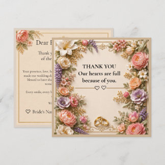Editable Elegant Floral Wedding Thank You Card