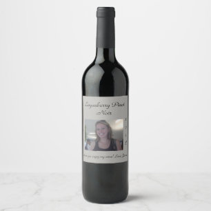 Editable Elegant Gray Photo Wine Label