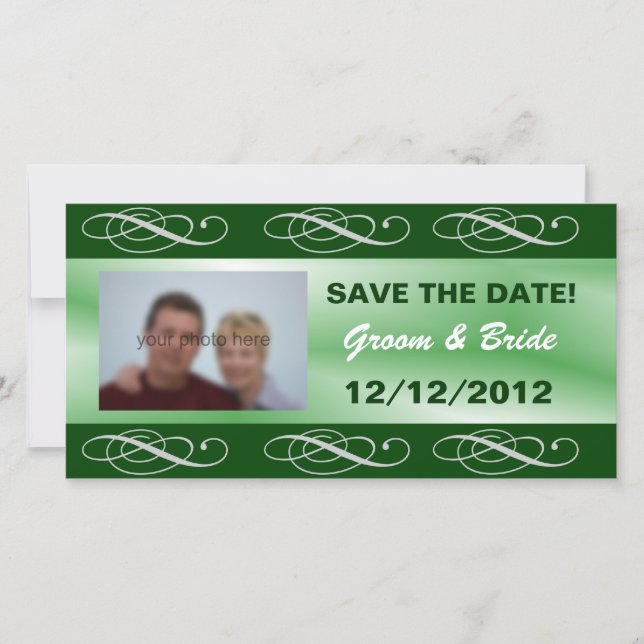 Editable elegant green wedding save the date (Front)