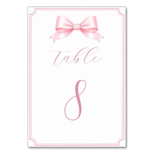 Editable Elegant Pink Bridal Shower Table Numbers