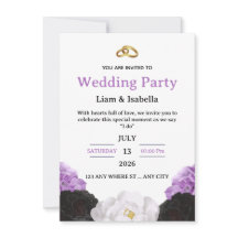 Editable Elegant Purple Floral Wedding Invitation
