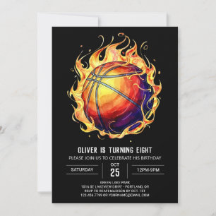 Editable Elegant Sport Basketball Birthday Invitation
