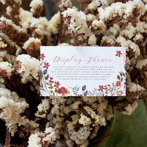 Editable Elegant Wildflower Floral Bridal Shower Enclosure Card