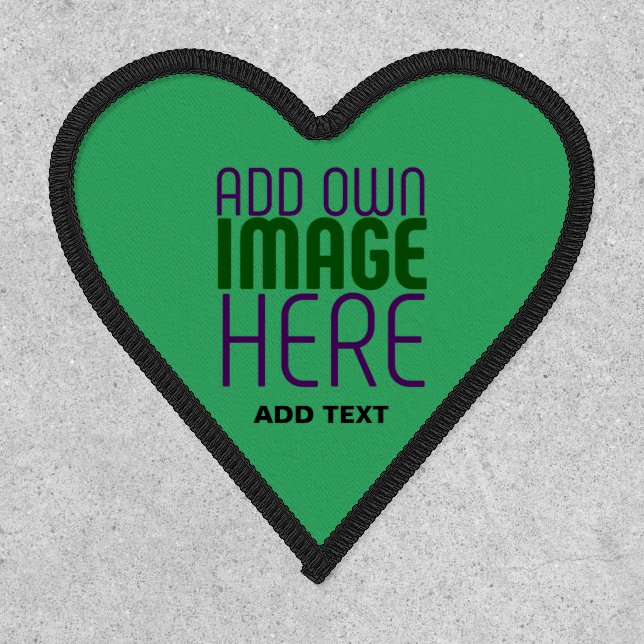 EDITABLE EMERALD GREEN IMAGE TEXT TEMPLATE HEART PATCH (Front)
