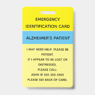 Editable Emergency Identification Card Badge