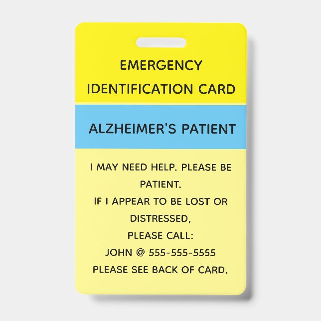 Editable Emergency Identification Card Badge (Front)