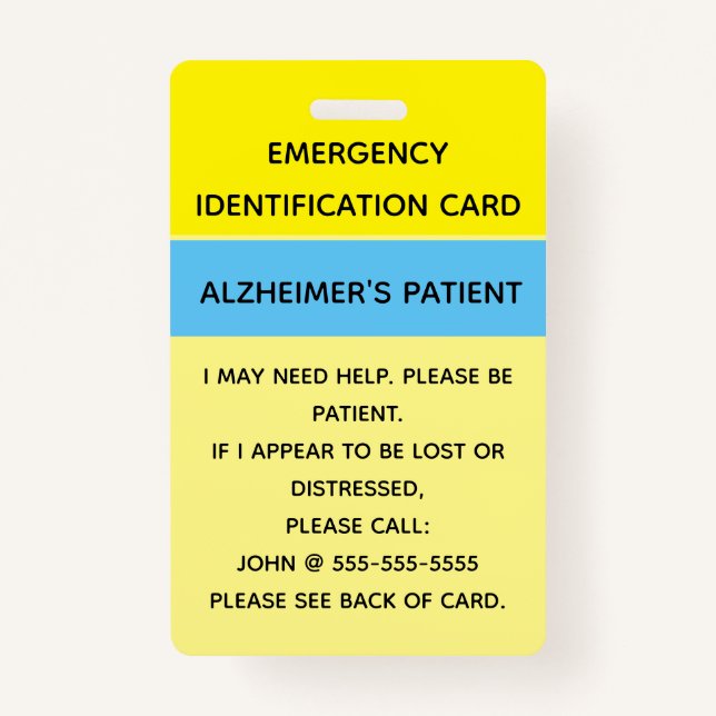 Editable Emergency Identification Card Badge (Front)