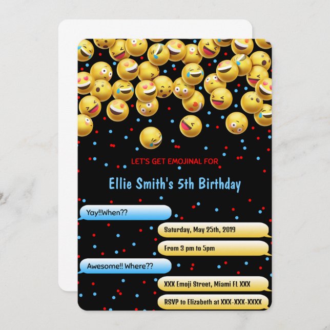 Editable Emoji Invitation (Front/Back)
