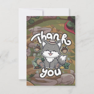 Editable Enchanted Wolf Thank You Card