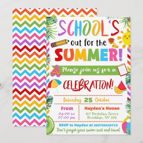 Editable End of School Party Schools Out Party 