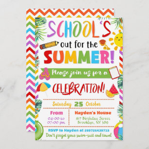 Editable End of School Party Schools Out Party  Invitation