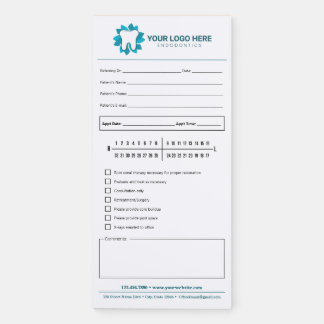 Editable Endodontics Referral Appointment Magnetic Notepad