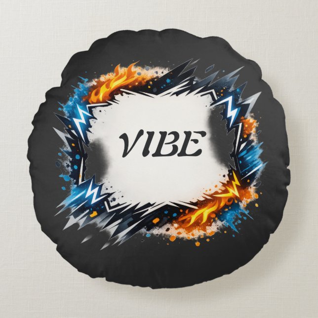 Editable Energy Frame Design – Custom Text  Round Pillow (Front)