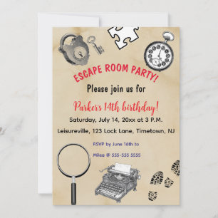 Editable Escape Room Party Invitation