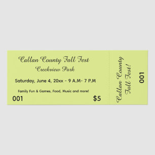 Editable Event Ticket