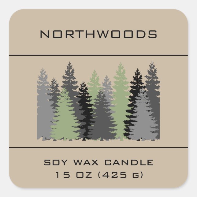 Editable Evergreen Trees Woods Square Sticker (Front)