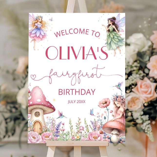 Editable Fairy 1st Birthday Party Welcome Sign (Creator Uploaded)