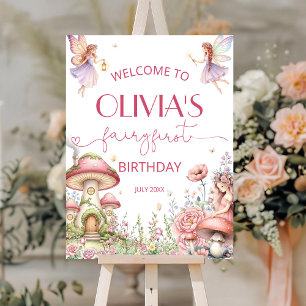 Editable Fairy 1st Birthday Party Welcome Sign