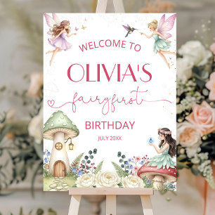 Editable Fairy 1st Birthday Party Welcome Sign