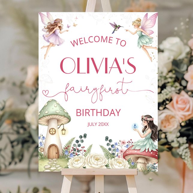Editable Fairy 1st Birthday Party Welcome Sign (Creator Uploaded)