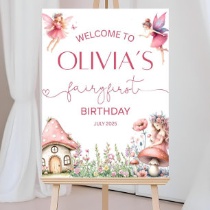 Editable Fairy 1st Birthday Party Welcome Sign