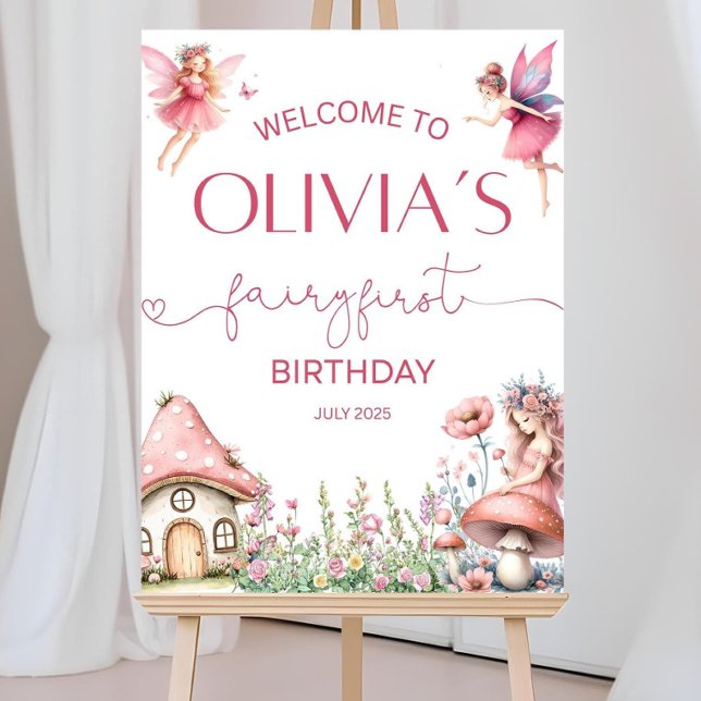 Editable Fairy 1st Birthday Party Welcome Sign (Creator Uploaded)