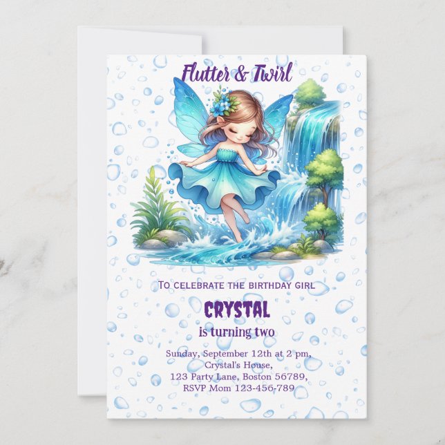 Editable Fairy Birthday Invitation  (Front)