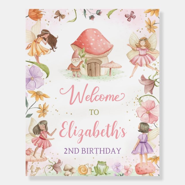 Editable Fairy Birthday Welcome Sign Template Fair (Front)