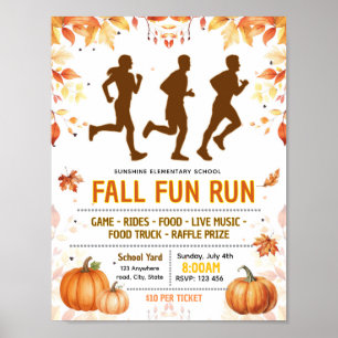Editable fall autumn marathon fundraiser flyer poster