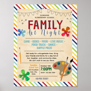 Editable family art night Fundraiser Flyer Poster