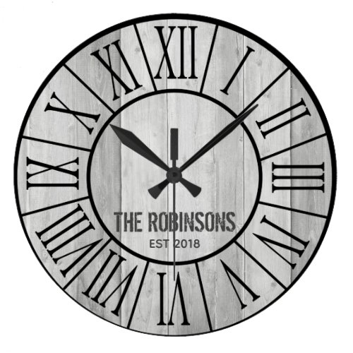 EDITABLE Family Farmhouse Clock - GRAY wood