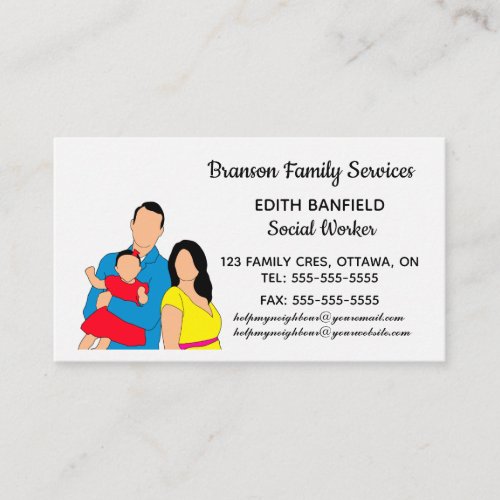 Editable Family Group Services Business Card