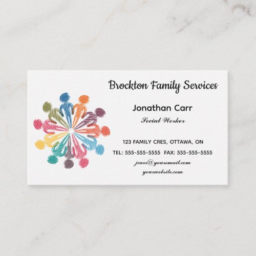 Editable Family Social Worker  Business Card