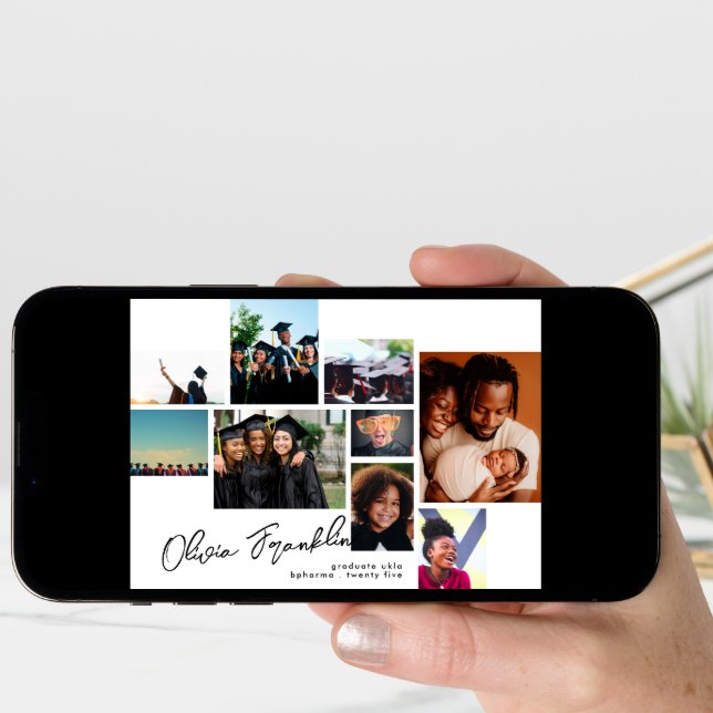 Editable FANCY Script Graduate MULTI PHOTO GRAD Announcement (Front Digital)