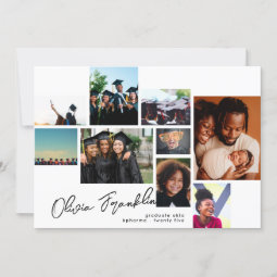 Editable FANCY Script Graduate MULTI PHOTO GRAD Announcement | Zazzle