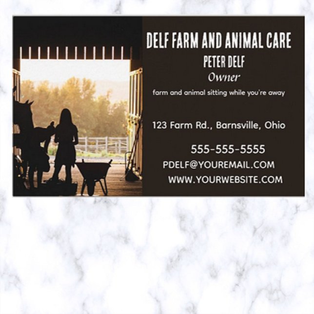 Editable Farm and Animal Care Sitting Business Card (Creator Uploaded)