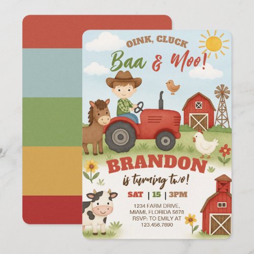Editable Farm Animals Birthday 