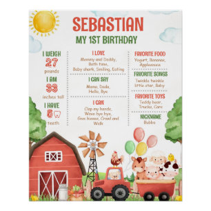 Editable Farm Birthday Milestone Poster Template