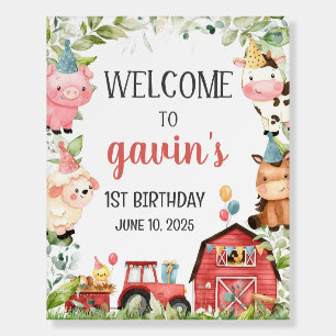 Editable Farm Birthday Welcome Sign, Barnyard Birt Foam Board