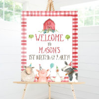 Editable Farm Birthday Welcome Sign Boy Barnyard 