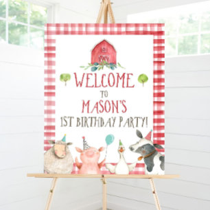 Editable Farm Birthday Welcome Sign Boy Barnyard