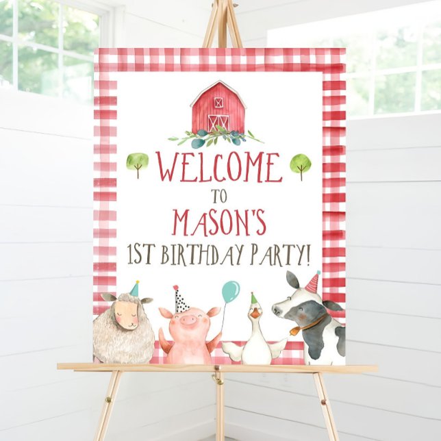 Editable Farm Birthday Welcome Sign Boy Barnyard  (Creator Uploaded)