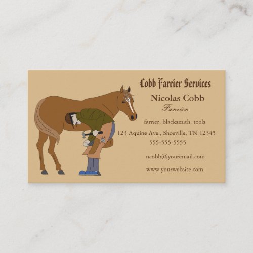 Editable Farrier Blacksmith  Business Card