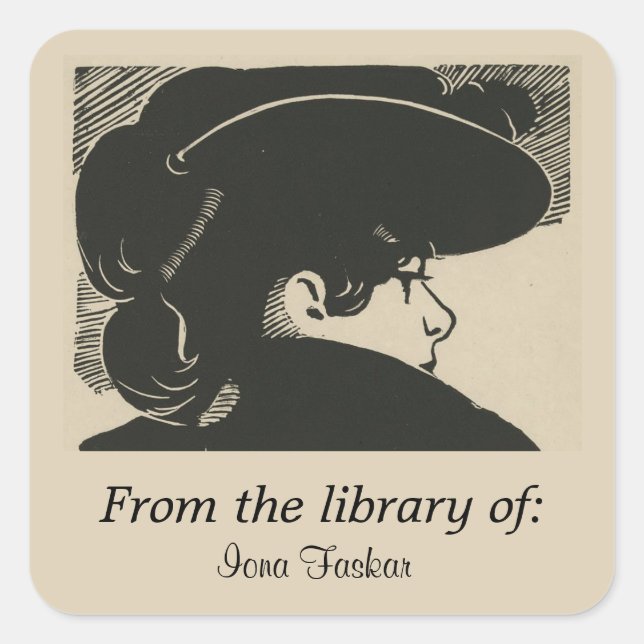 Editable Fashionable Womans Profile Bookplate (Front)