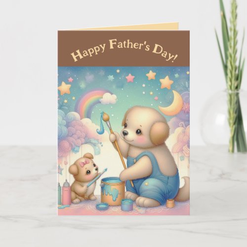 Editable Father Dog and Puppy Fathers Day Card