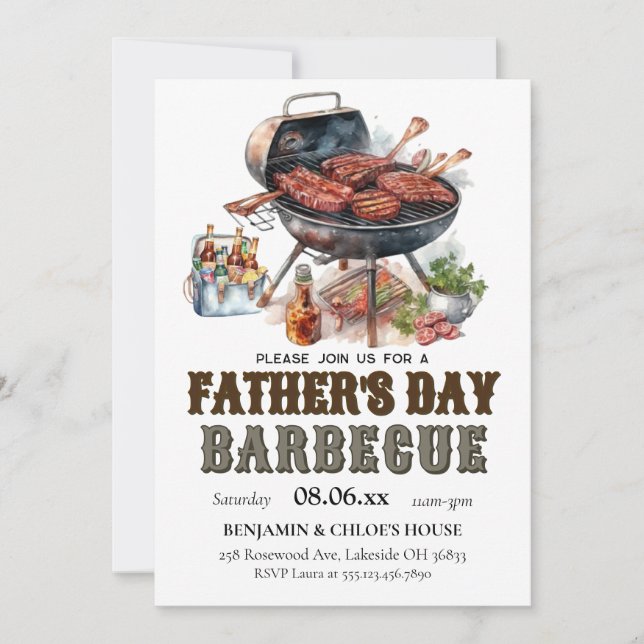 Editable Father's Day BBQ Invitation  (Front)