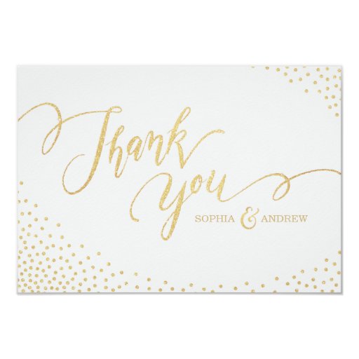 Editable faux gold glitter calligraphy thank you card | Zazzle