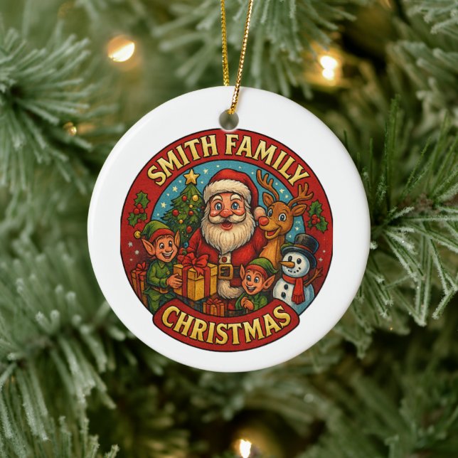 Editable Festive Family Christmas Ceramic Ornament (Tree)