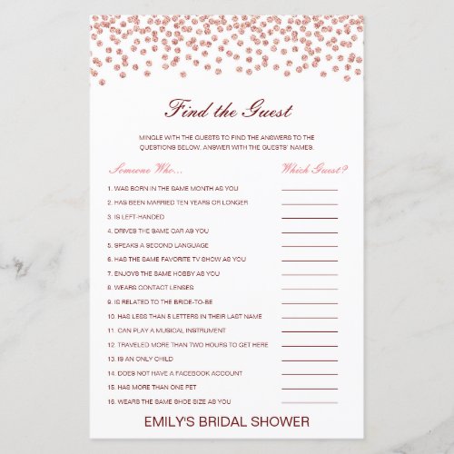 Editable Find the Guest Bridal Shower Game